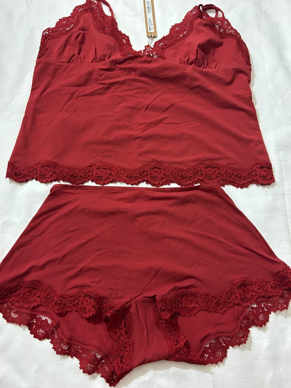 Skims NWT Fits Everybody Lace Cami & Boyshort Set Brick Size XL
